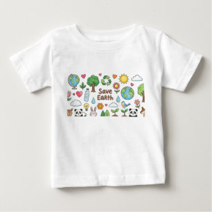 Save Earth kids drawing crayon color pencil Baby T-Shirt