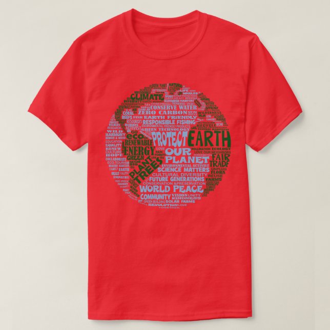 Save Earth Protect Earth Word Cloud T-Shirt (Design Front)