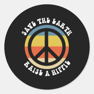 Save Earth Raise A Hippie 50th Anniversary Earth D Classic Round Sticker