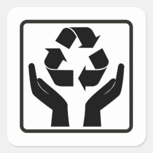 Save Earth Recycling black Symbol Square Sticker