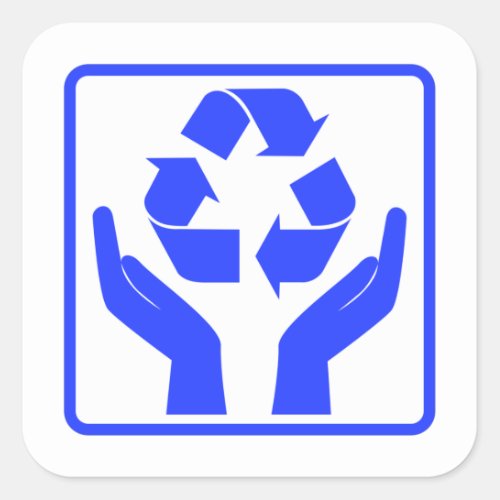 Save Earth Recycling blue Symbol  Square Sticker