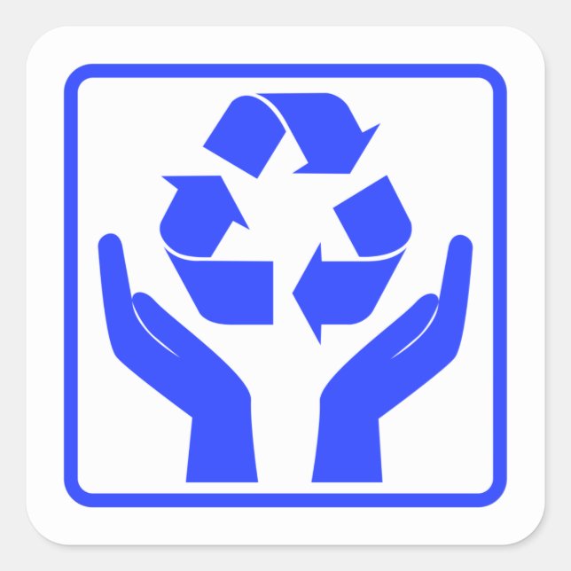 Save Earth Recycling blue Symbol  Square Sticker (Front)