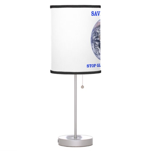 Save Earth Stop Global Warming Blue Marble Earth Table Lamp (Left)
