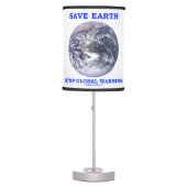 Save Earth Stop Global Warming Blue Marble Earth Table Lamp (Front)