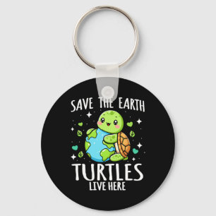 Save Earth Turtle Design - Funny Animal Earth Day Keychain