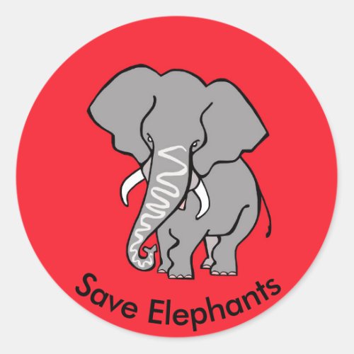  Save ELEPHANTS _ Animal activist _Wildlife _Red Classic Round Sticker