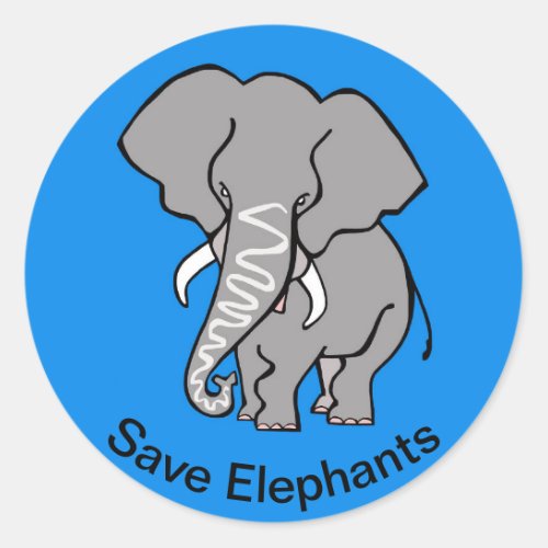 Save ELEPHANTS _ Endangered animal  _ Blue Sticker