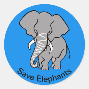Save ELEPHANTS - Endangered animal  - Blue Sticker