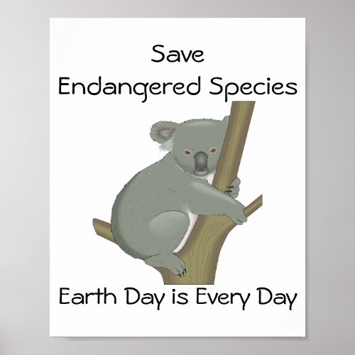 Save Endangered Species Koala  Poster