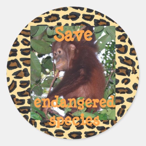 Save Endangered Species Wildlife Classic Round Sticker
