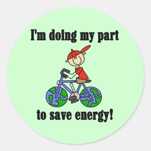 Save Energy Environmental Tshirts and Gifts Classic Round Sticker