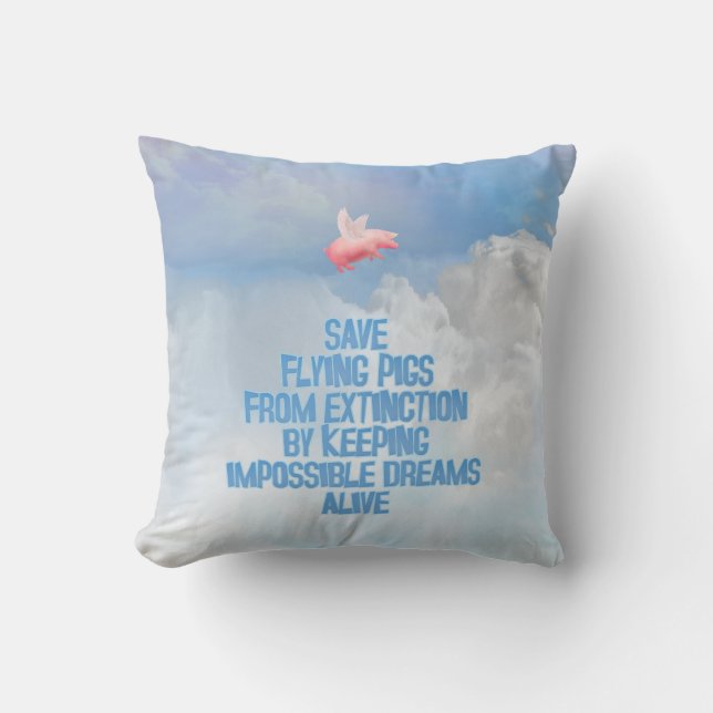 Save Flying Pigs Throw Pillow (Front)