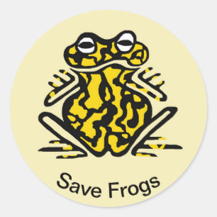 Save FROGS- Amphibian -Poisonous black & yellow Classic Round Sticker