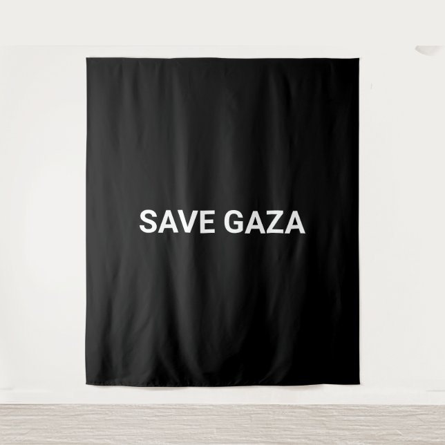 Save Gaza black white custom text minimalist Tapestry (Front)