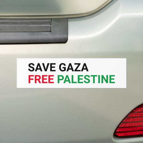Save Gaza Free Palestine black red green white Bumper Sticker