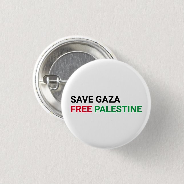 Save Gaza Free Palestine black red green white Button (Front & Back)