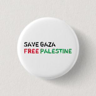 Save Gaza Free Palestine black red green white Button