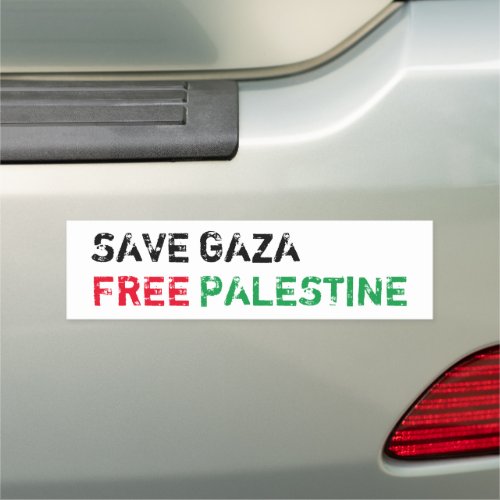 Save Gaza Free Palestine black red green white Car Magnet