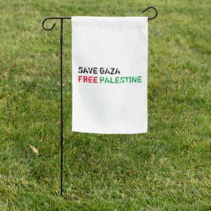 Save Gaza Free Palestine black red green white Garden Flag