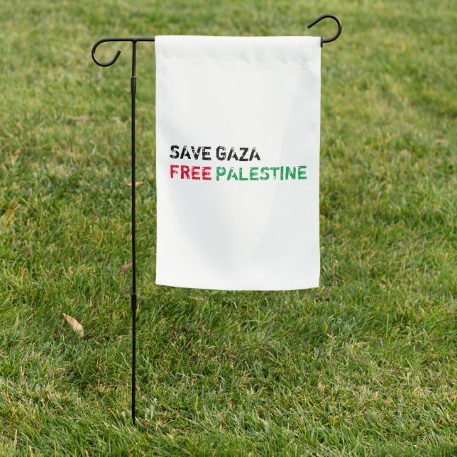 Save Gaza Free Palestine black red green white Garden Flag (In SItu)