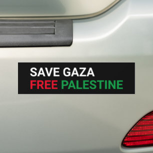 Save Gaza Free Palestine black white red green Bumper Sticker