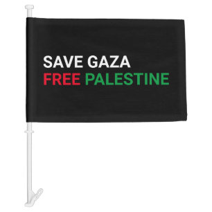 Save Gaza Free Palestine black white red green Car Flag