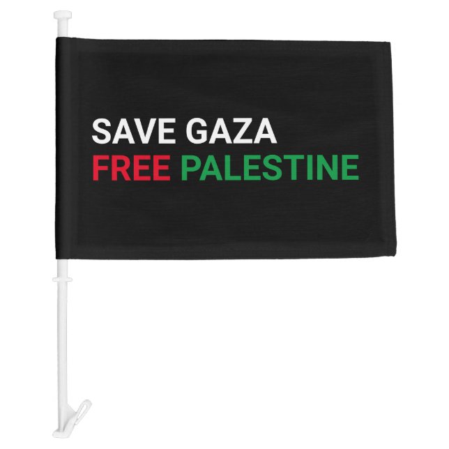 Save Gaza Free Palestine black white red green Car Flag (Front)