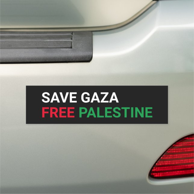 Save Gaza Free Palestine black white red green Car Magnet (In Situ)