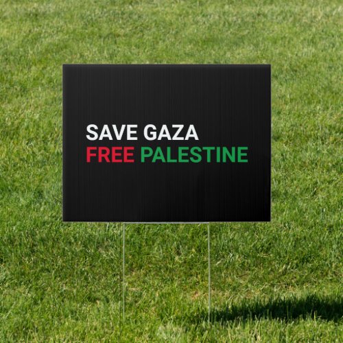 Save Gaza Free Palestine black white red green Sign