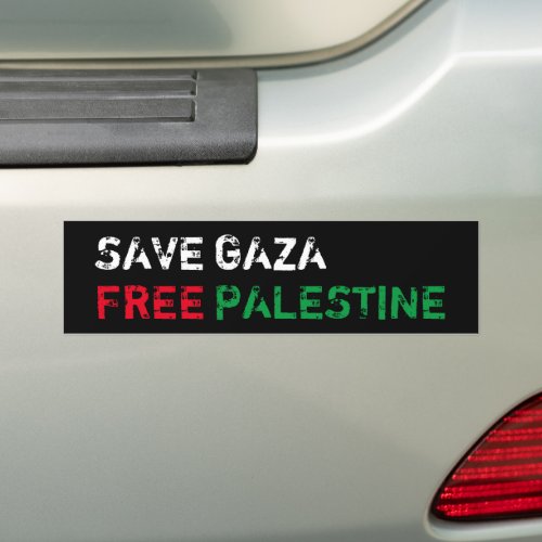 Save Gaza Free Palestine white red green black Bumper Sticker
