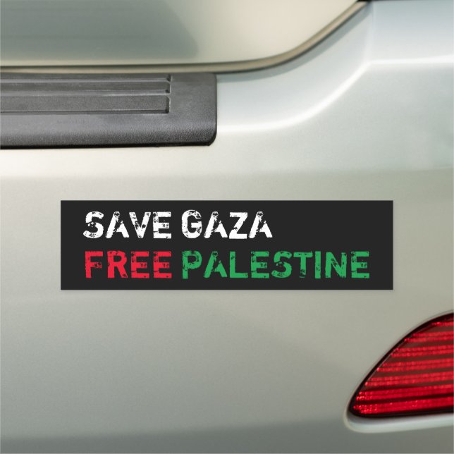 Save Gaza Free Palestine white red green black Car Magnet (In Situ)