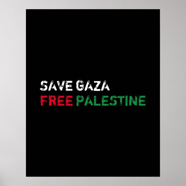 Save Gaza Free Palestine white red green black Poster (Front)