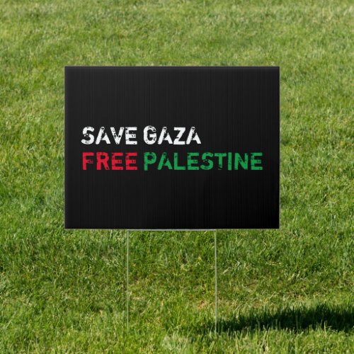 Save Gaza Free Palestine white red green black Sign