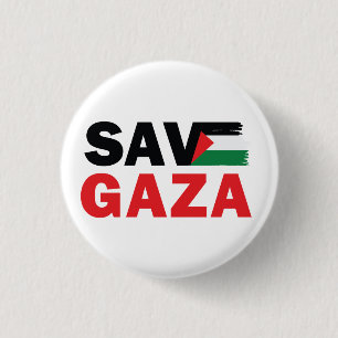 Save GAZA with Palestinian flag customized Button