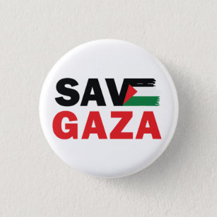 Save GAZA with Palestinian flag customized Button