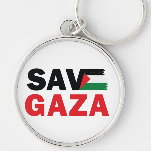 Save GAZA with Palestinian flag customized Button Keychain (Front)