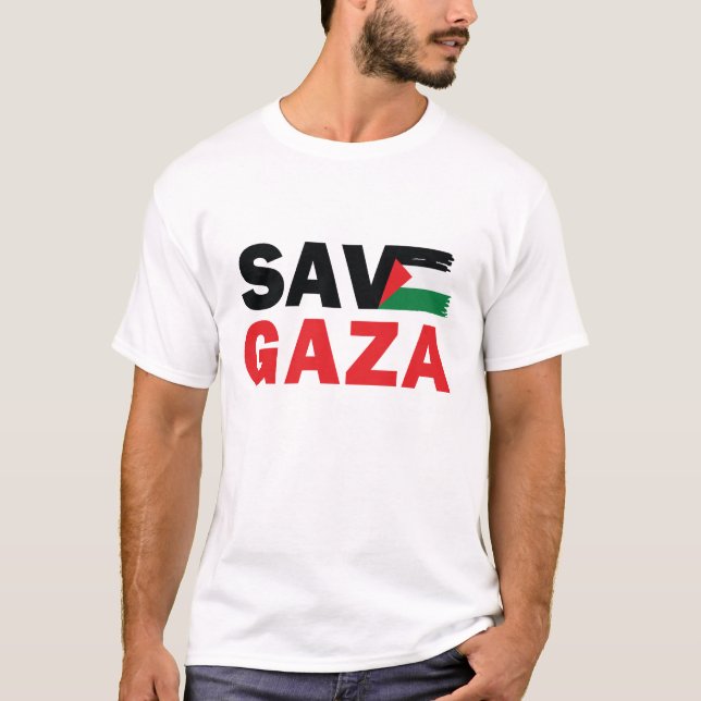 Save GAZA with Palestinian flag customized T-Shirt (Front)