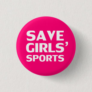 Save girls sports hot pink white modern typography button