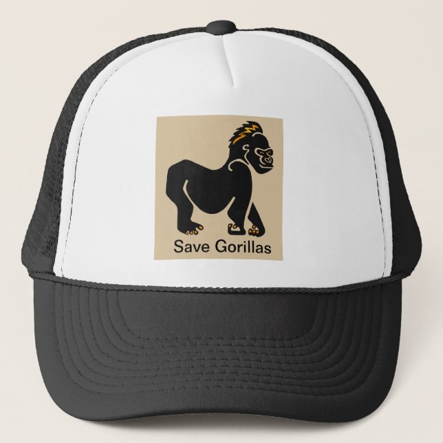 Save GORILLAS - Animal lover - Ape -Primate Trucker Hat (Front)