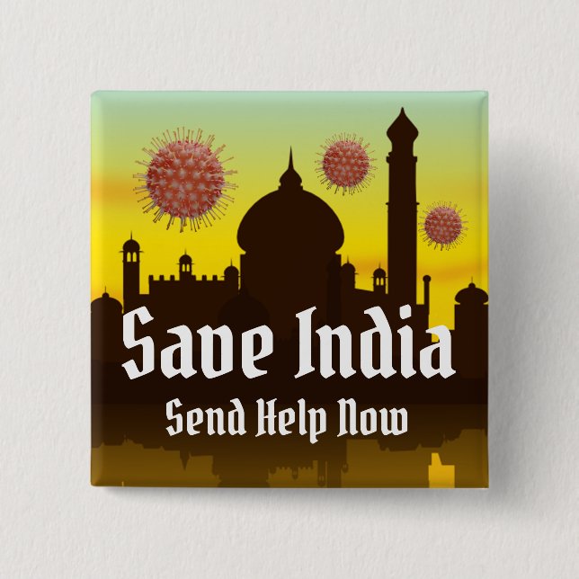 Save India From Covid-19 Button (Front)