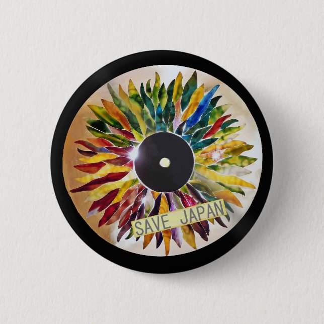 SAVE JAPAN Record of Leaves Fashion pin back (Front)