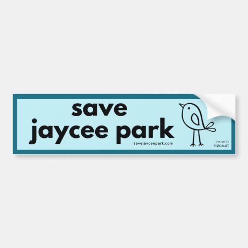 Save Jaycee Park Bird by Rynski _ Blue  Bumper Sticker