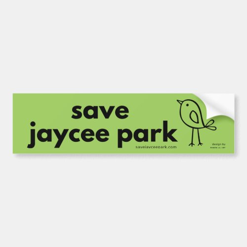 Save Jaycee Park Bird by Rynski _ Green Bumper Sticker