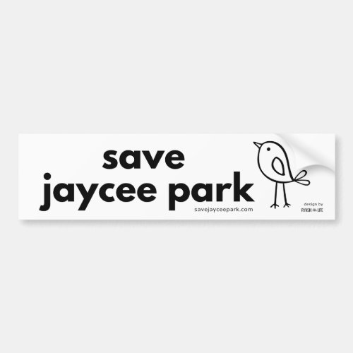 Save Jaycee Park Bird Logo by Rynski _ White  Bumper Sticker