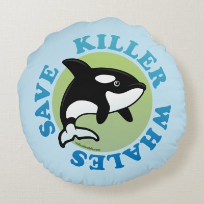 Save Killer Whales Round Pillow