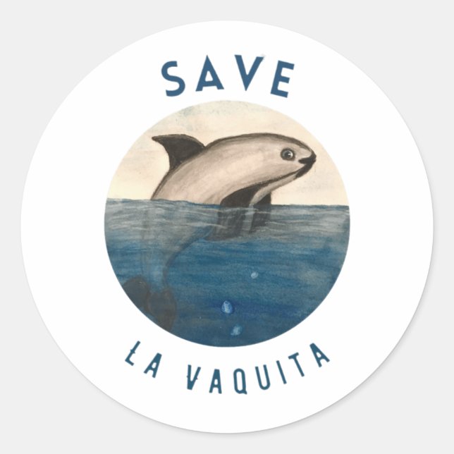 Save La Vaquita Classic Round Sticker (Front)