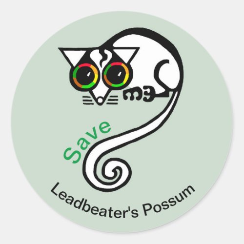 Save Leadbeaters POSSUM _Marsupial _ Wildlife _ Classic Round Sticker