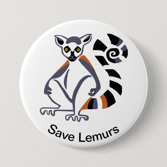 Save LEMURS -Endangered animal - Wildlife -Primate Button (Front)
