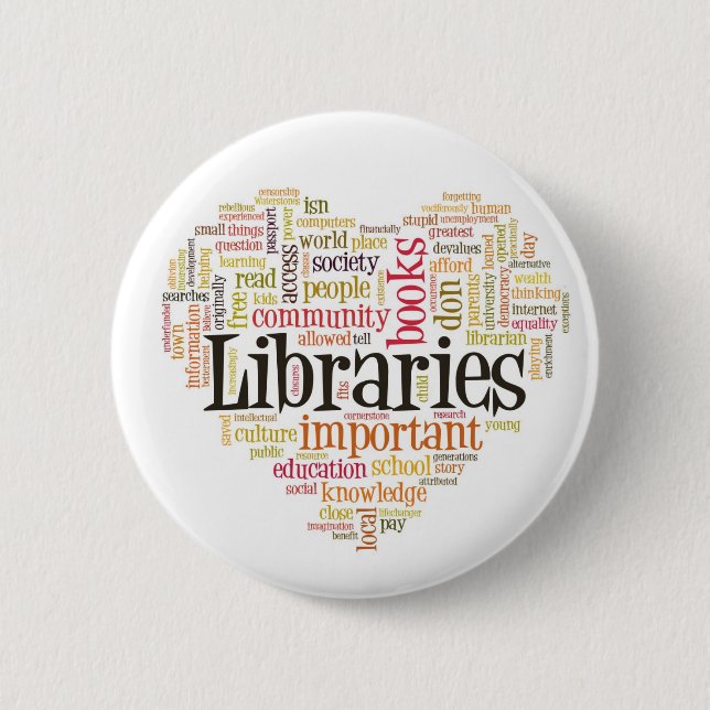 Save Libraries 1 Pinback Button (Front)