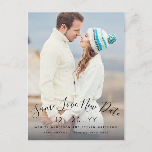 Save Love New Date Script Photo Wedding Postponed Postcard